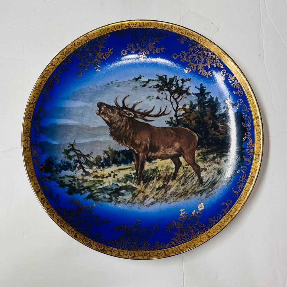 Vintage STW Bavaria Germany Porcelain Elk Plate   12”